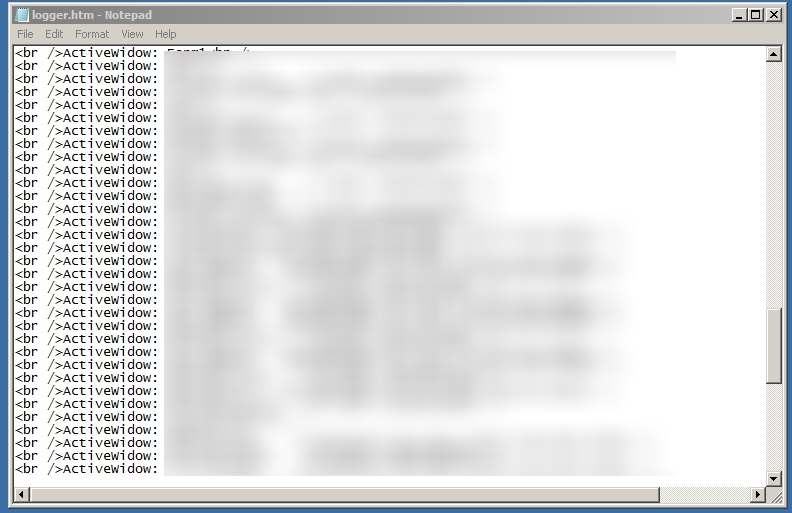 email attachment showing logs